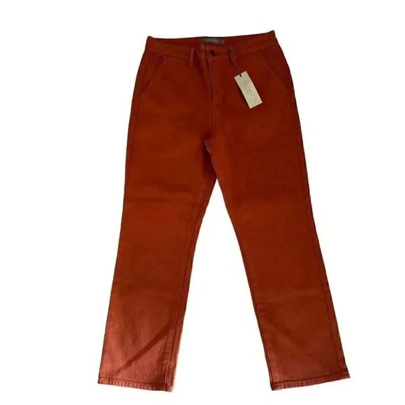 Just USA Rust Straight Leg High Rise Pockets Bohemian Slim Sz 8/ 29 #1885 - Picture 1 of 13